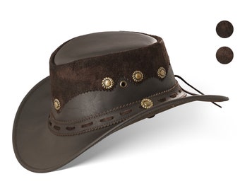 Country Luxus Western Cowboy Hut Reiten Leder Sonnenhut  in 2 Farben