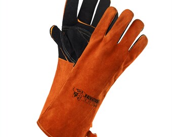 Pro 300 feuerfeste Aramid Grillhandschuhe Kamin Ofen Schweißer Handschuhe Unisex Orange