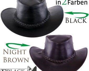 Black Forest Fox Chapeau de cowboy en cuir lisse pour homme en 2 couleurs