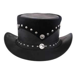 Leren cilinderhoed Steampunk Zwart Nubisch paardrijden Carnaval Carnaval