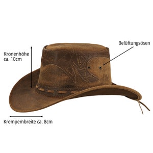STAMP Herren Western Reiten Cowboy Leder Hut Braun Bild 7