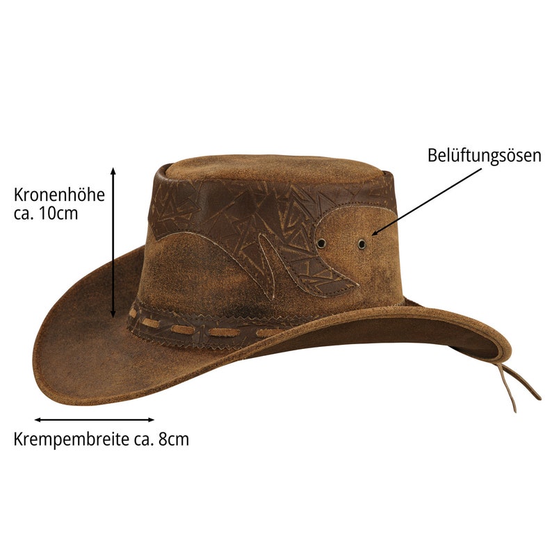 STAMP Herren Western Reiten Cowboy Leder Hut Braun Bild 7