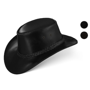 PERTH Unisex Western Cowboy Hat Riding Leather Sun Hat in 2 Colors