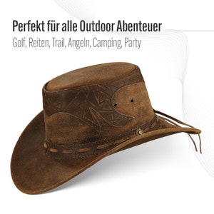 STAMP Herren Western Reiten Cowboy Leder Hut Braun Bild 5
