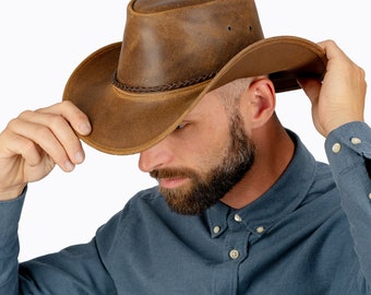 Western Cowboy Rindsleder Hut Herren JERO in 3 Farben