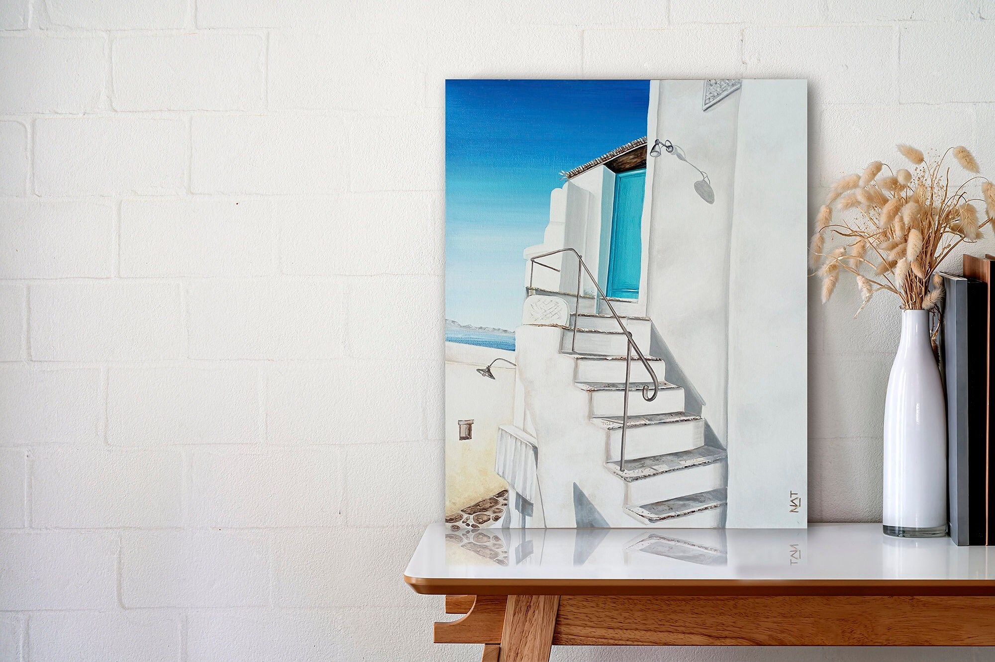 Tableau de L'ile Tinos en Grèce. Acrylique sur Toile Pour Une Déco Méditerranéenne