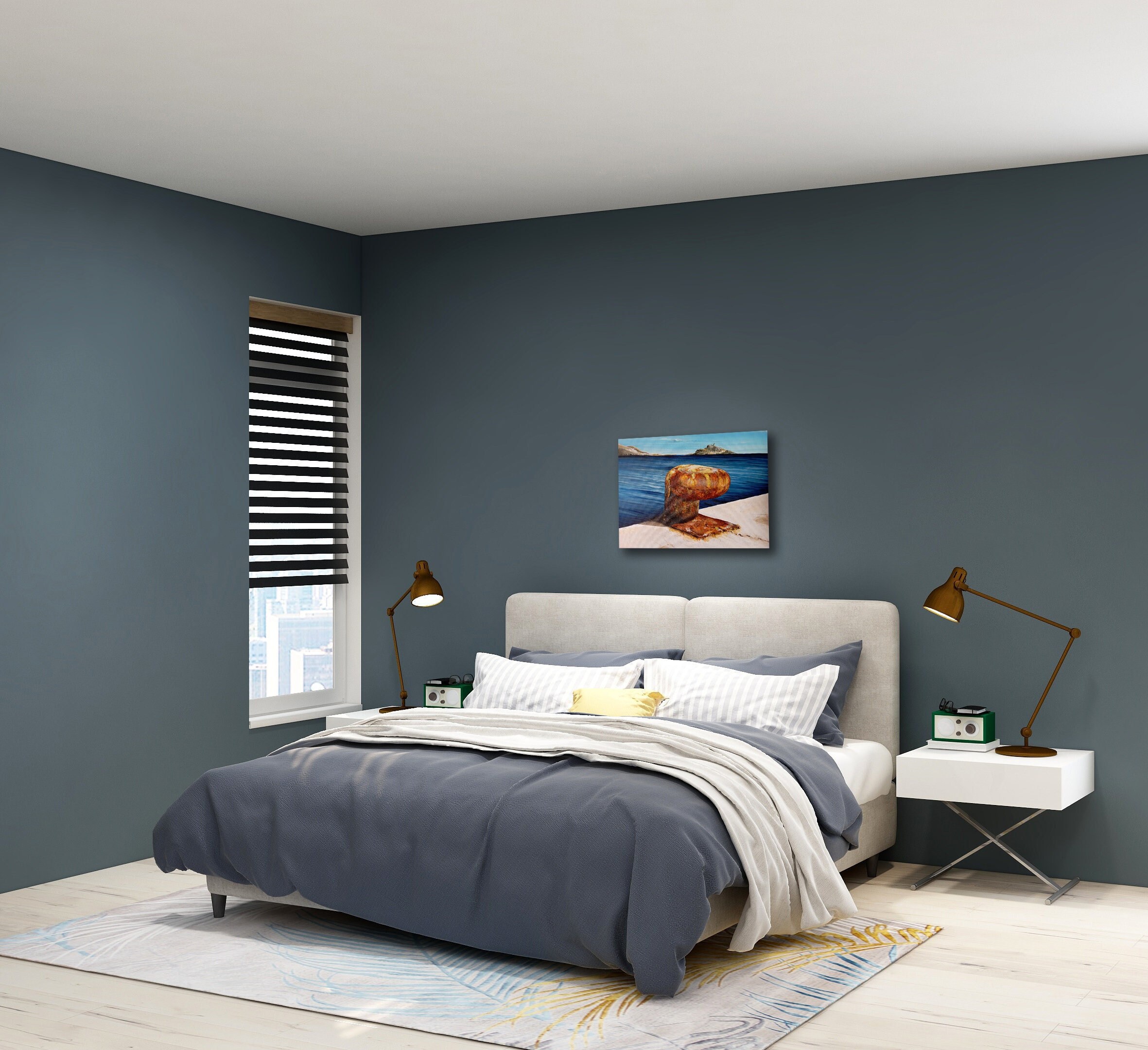 Amarre Rouillée Réalisée en Peinture Acrylique sur Toile. Création Faite L'ile de Tinos Grèce Lors d