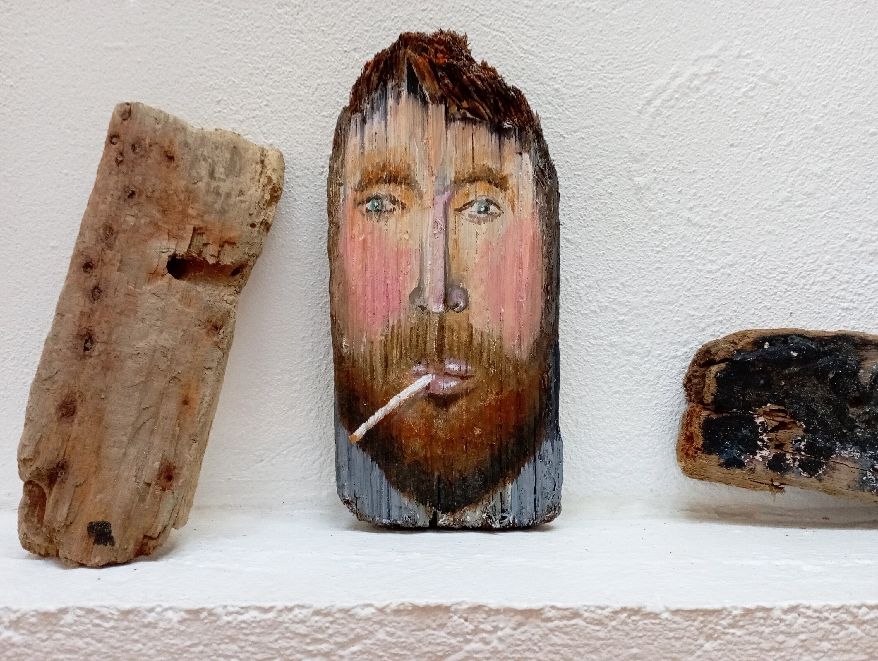 Tête de Marin Réalisée en Bois Flotté Ramassé sur La Plage. Pour Une Déco Originale Peinture Acryliq