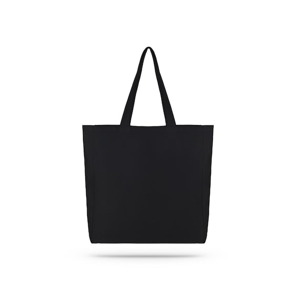 Gabardine Black Yoga Bag, Black Tote Bag With Yoga Mat Pocket