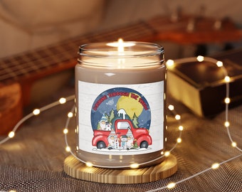 Dashing Through the Snow Candle, Dashing Through the Snow, Soy Wax Candle, Gnome Christmas Scene, Gnomes in Red Truck, Gift for Her