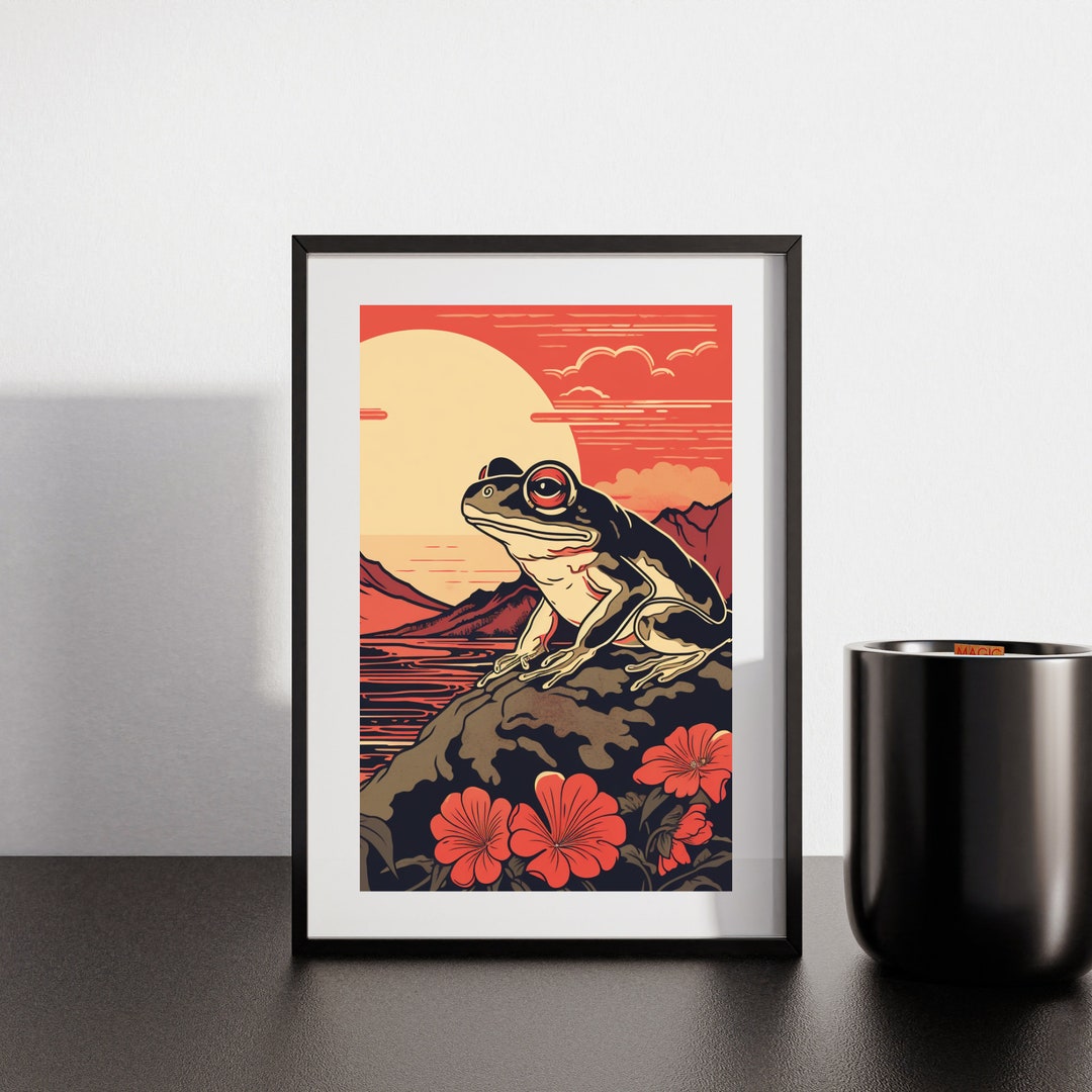 Japanese Frog Print, Japanese Frog Poster, Japanese Frog, Animal Print ...