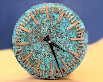 Handmade Copper Patina Wall Clock | Rusted Rustic Decor