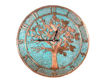 Handmade Rusted, Copper Patina Wall Clock, Oxidized Copper Wall Clock, Copper Patina Wall Clock,  Rustic Decor | Wall Clock