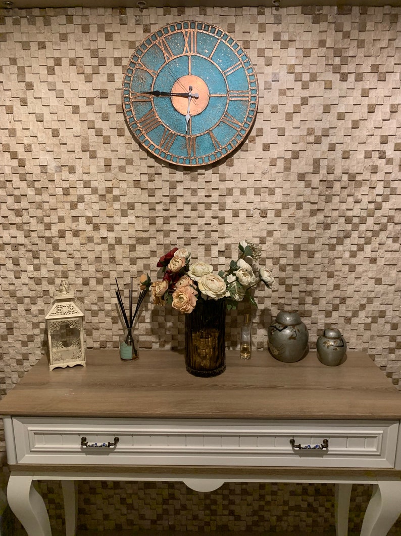 Farmhouse Rustic Wall Clock Copper Patina Art Minimalist Etsy