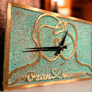 Patina Copper Rectangle Wall Clock | Handmade Metal Art, Boho Decor