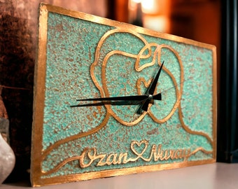 Patina Copper Rectangle Wall Clock | Handmade Metal Art, Boho Decor