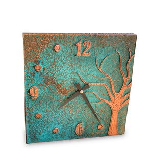 Handmade Rusted, Copper Wall Clock,| Oxidized Copper Wall Clock | Copper Patina Wall Clock | Rustic Decor | Perfect Gift for Him