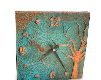 Handmade Rusted, Copper Wall Clock,| Oxidized Copper Wall Clock | Copper Patina Wall Clock | Rustic Decor | Perfect Gift for Him