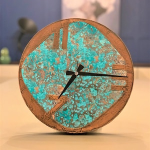 Handmade Rusted, Copper Patina Wall Clock, Oxidized Copper Wall Clock | Copper Patina Wall Clock | Rustic Decor | Perfect Gift for Her