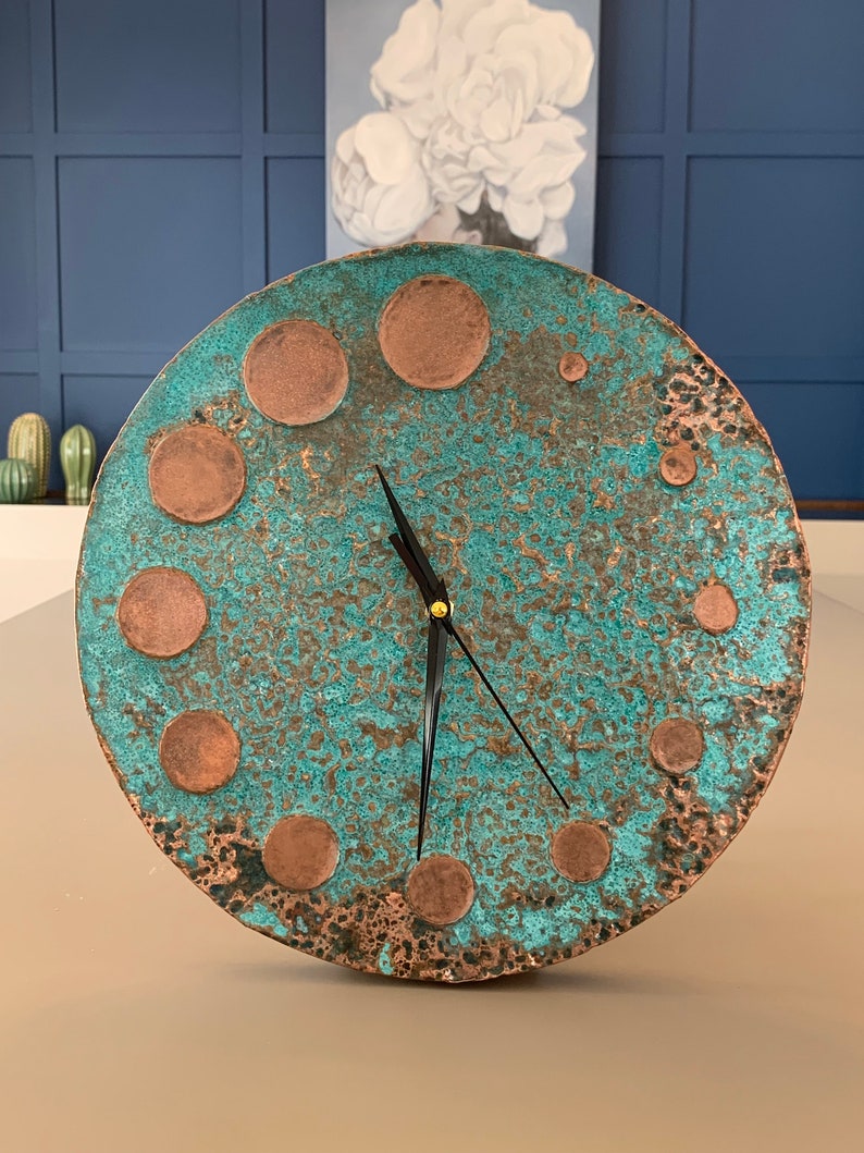 Handmade Rusted Copper Patina Wall Clock Oxidized Copper Etsy