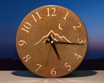 Handmade Patina Copper Wall Clock, Retro Minimalist Art