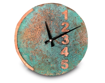 Handmade Rusted I Copper Patina Wall Clock I Oxidized Copper Wall Clock | Copper Patina Wall Clock | Rustic Decor | Perfect Gift for Him