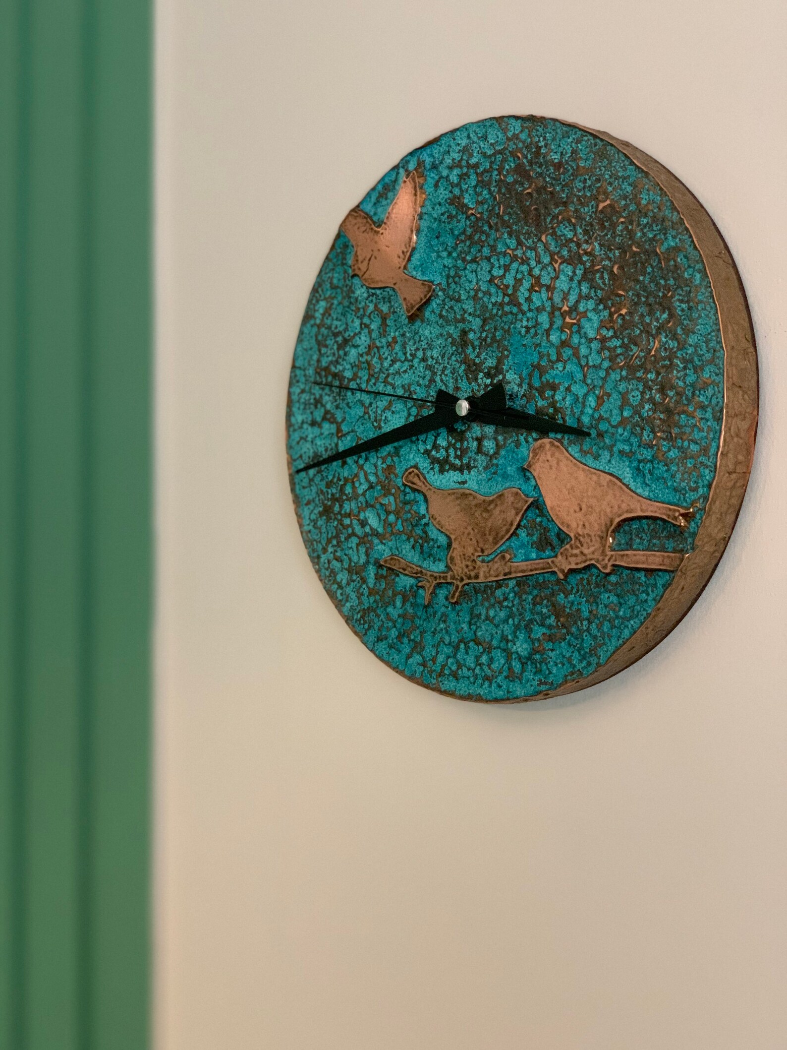 Farmhouse Rustic Wall Clock copper Wall Clock Patina Art Etsy