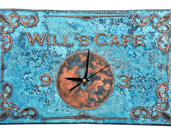 Handmade Design Personalized Copper Wall Clock | Oxidized Patina Wall Decor | Kitchen Wall Clock | Custom Gift