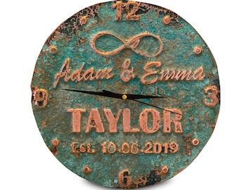 Handmade Rusted, Oxidized Patina Copper Wall Clock | Rustic Wall Art | New Way of Home Decor | Retro Gift for Him