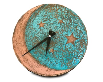 Handmade Rusted, Copper Patina Wall Clock, Oxidized Copper Wall Clock | Copper Patina Wall Clock | Rustic Decor | Perfect Gift for Father