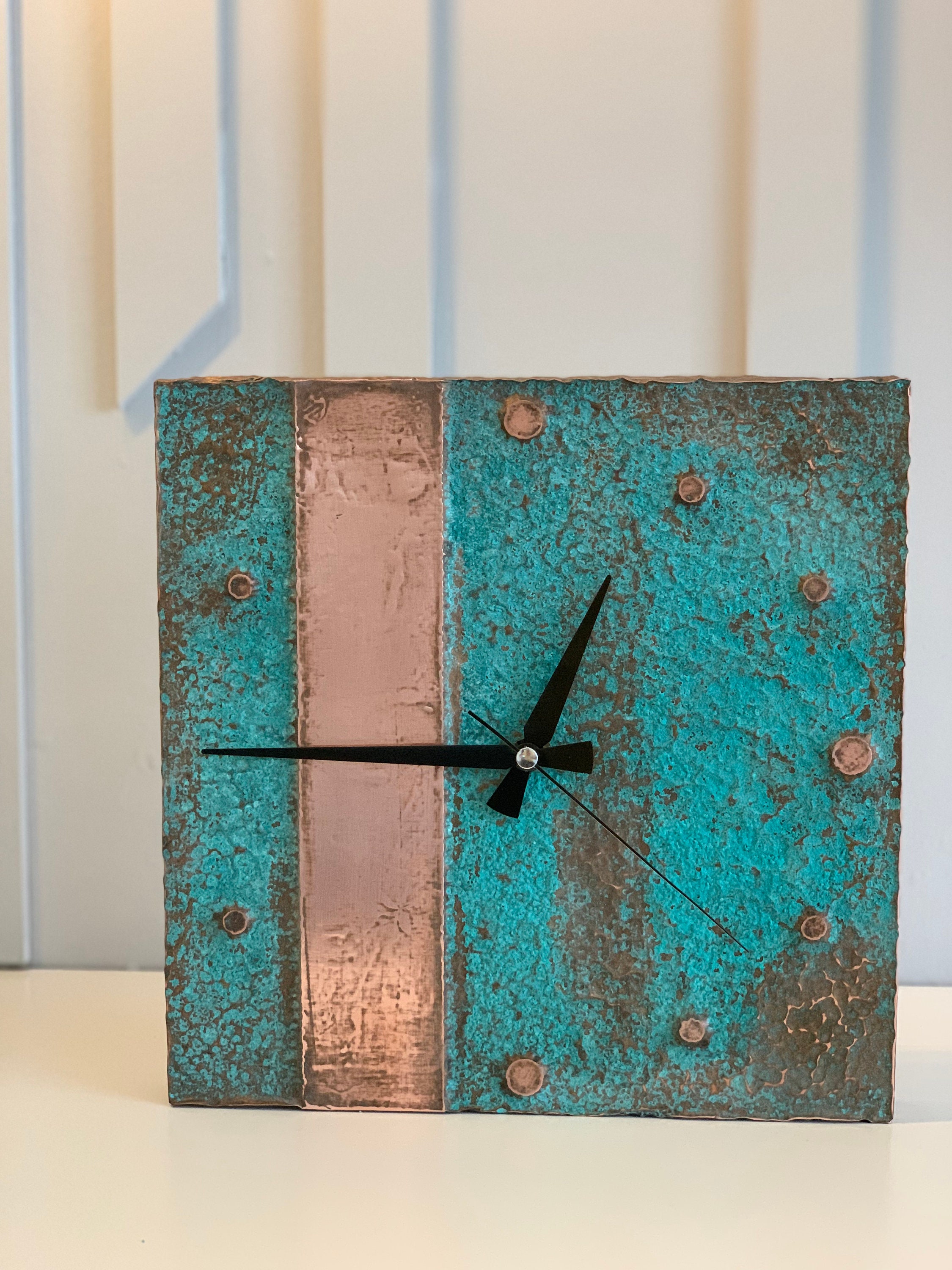 Copper Wall Clock | Handmade Rusted Wall Clock | Oxidized Copper Wall ...