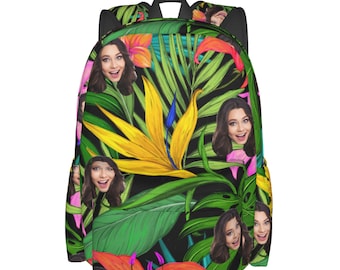Custom Photo Pattern Backpack: Personalized Name Travel Bag