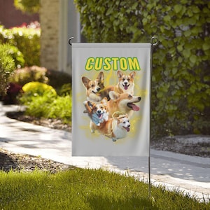Personalisierte Hundefoto Garten Flagge: Benutzerdefinierte Haustier Portrait Yard Dekor