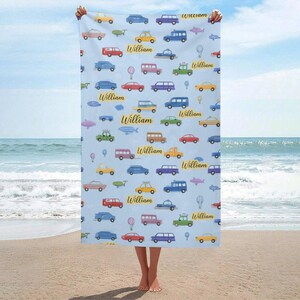 Personalized Cartoon Car Bath Towel: Microfiber Travel Gym Camping
