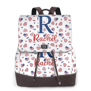 Sac à dos avec nom personnalisé avec drapeau des États-Unis pour garçons filles étudiants adolescents, sac d'école avec texte personnalisé sac de voyage pour hommes femmes