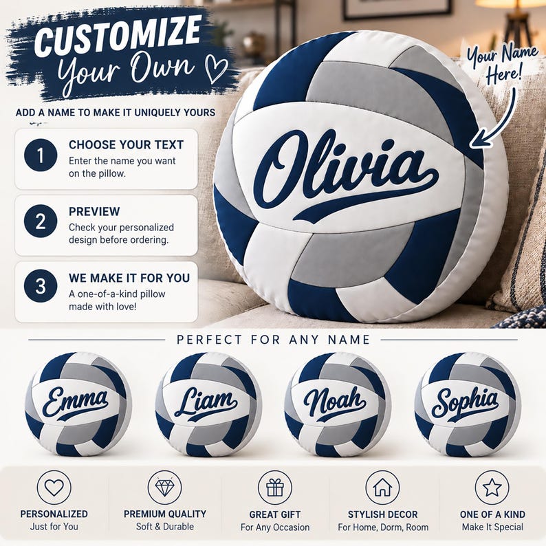 Personalized Volleyball Throw Pillows, Senior Night Team Gift, Custom ...