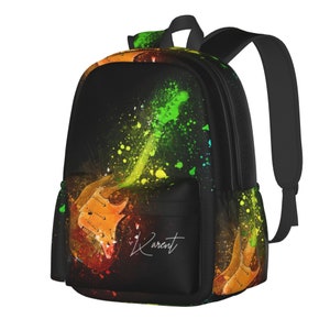 Sac à dos personnalisé avec motif guitare électrique pour garçons filles, sac de voyage personnalisé pour guitare avec musique pour hommes et femmes
