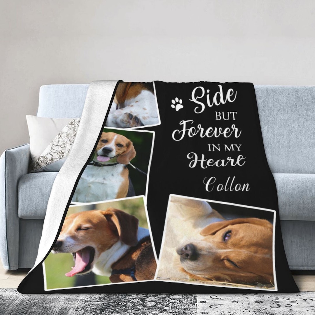 Personalized Dog Memorial Blanket With Photo for Dog Loss, Forever in My Heart Custom Pet