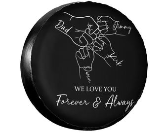 Personalized Tire Covers Add Name, Custom Spare Tire Cover for Father's Day, Waterproof Wheel Protector for Truck, SUV, Van, Trailer, RV