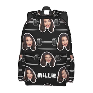Custom Photo Pattern Backpack: Personalized Name School Travel Bag