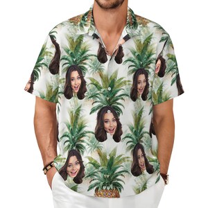 Camicia hawaiana personalizzata con foto: camicia abbottonata in poliestere personalizzata