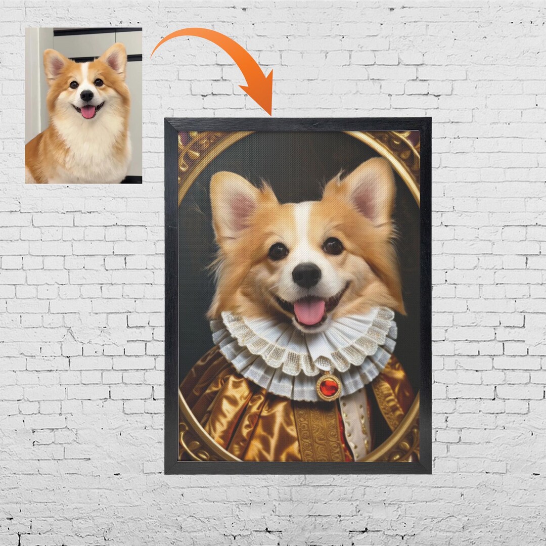 Custom Royal Dog Portrait Painting, Personalized Pet Wall Art ...
