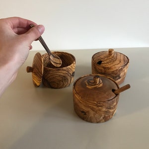 Wooden Salt Box with Lid and Spoon, Salt Jar, Salt Bowl, Spice Jars, Organizer, Container