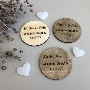 Personalized Wooden Coasters Wedding, Floral Wedding Coasters for Guests