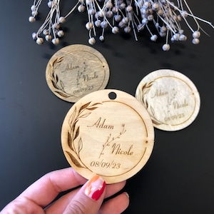 Wedding Favor Ornament Bulk, Wedding Ornaments Wood, Handmade Thank you Favor