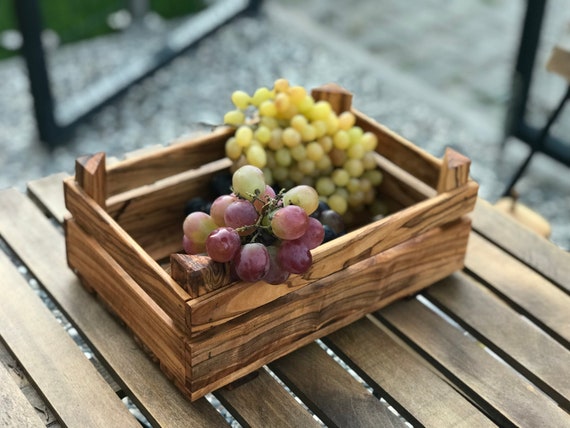 Wooden Fruit Basket, Olive Wood Basket, Vegetable Storage, Pantry  Organization, Kitchen Decor 