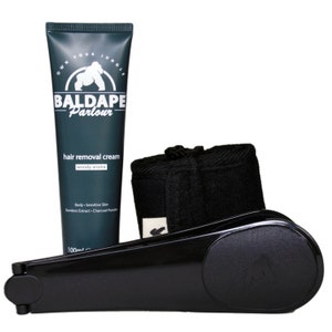 BALDAPE PARLOUR Body and Back Hair Removal Kit with Men's Depilatory Cream, Extendable Applicator & Loofah