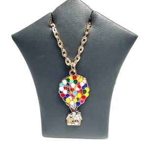 Cartoon UP Inspired Balloon House Necklace Enamel Pendant On A Gold Plated Chain & Keyring