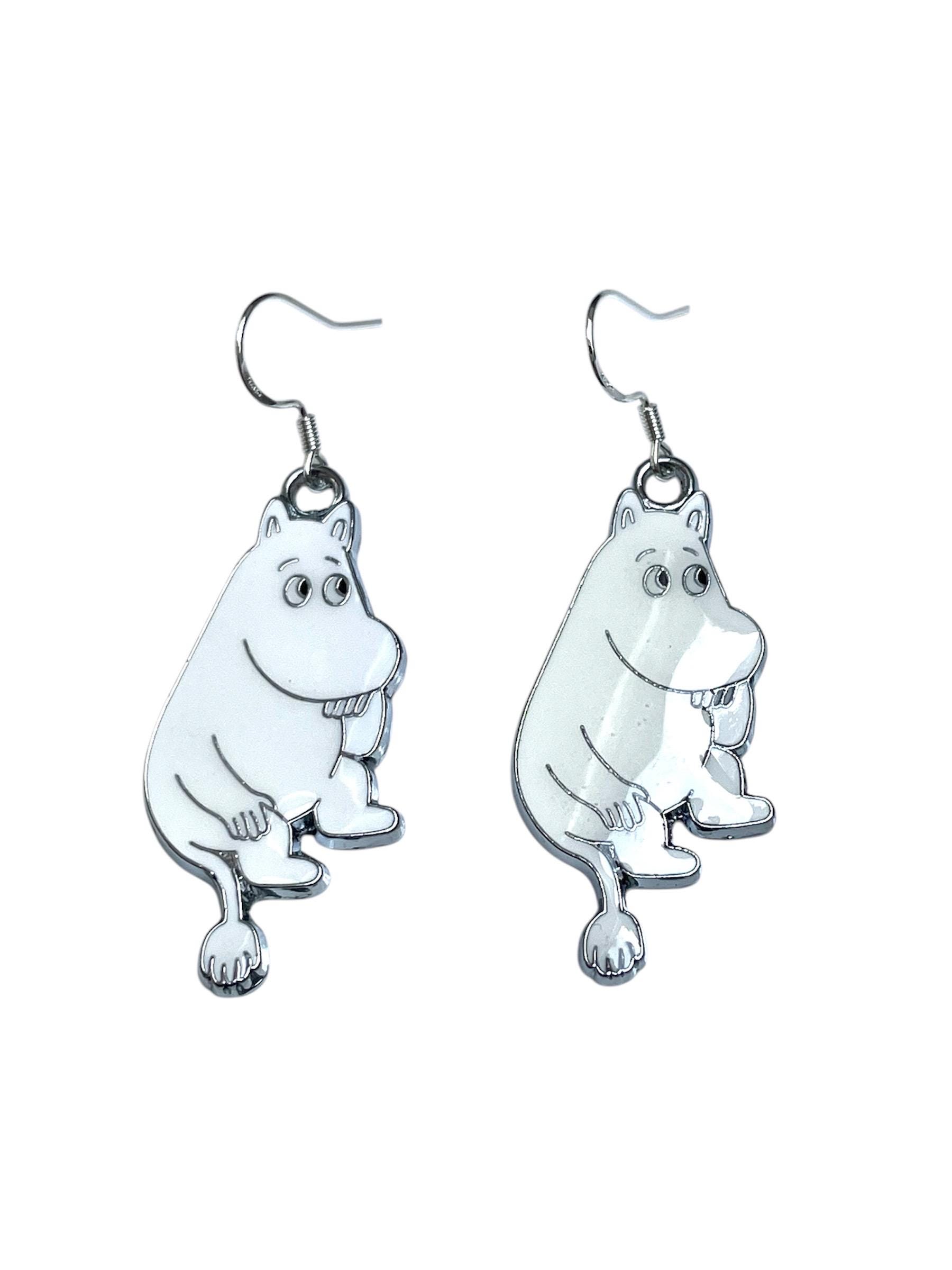 Cartoon Moomin 925 Silver or Plated Dangle Drop / Clip on Earrings