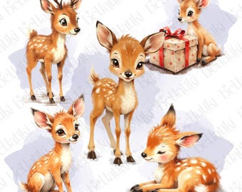 Fawn Clip Art PNG Files – Woodland Baby Deer Illustrations (Digital Download)